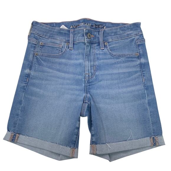 New American Eagle Womens Size 4 Next Level Stretch Skinny Bermuda Denim Shorts - Picture 2 of 7